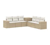 vidaXL Juego de Sofá 7 uds. Beige y Blanco Crema