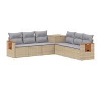 vidaXL Juego de Sofá 7 pcs Beige y Gris Claro Ratán sintético y Acero, Sofá Moderno para jardín, Asientos Resistentes a la Intemperie, cómodo, diseño Modular y Mueble Duradero para Patio