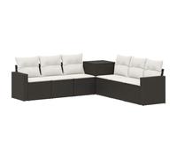 vidaXL Juego de Sofá 7 pcs Negro y Blanco Crema, Juego de Jardín Moderno, Sofá Exterior, Muebles de Ratán a Prueba de Clima, Diseño Modular para Relajarse, Patio