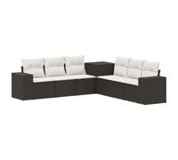vidaXL Juego de Sofá 7 pcs Negro y Blanco Crema, Conjunto de Sofás para Jardín Moderno, Resistente a la Intemperie, Opciones de Distribución Flexibles