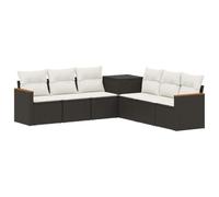 vidaXL Juego de Sofá 7 pcs Negro y Blanco Crema, Conjunto Sofá Moderno para Jardín, Resistente al Clima, Diseño Modular para Patio, Asientos Ajustables