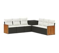 vidaXL Juego de Sofá 7 uds. Negro y Blanco Crema