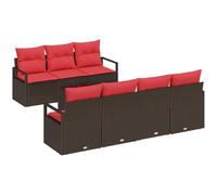 vidaXL Juego de Sofá con cojín 8 pcs Marrón y Rojo ratán sintético, Sofá de jardín Elegante, colección Moderna para Exteriores, Muebles de ratán Resistentes y cómodos