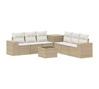 vidaXL Juego de Sofá 8 uds. Beige y Blanco Crema