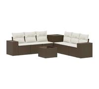vidaXL Juego de Sofá 8 uds. Marrón y Crema Blanca
