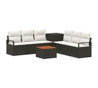vidaXL Juego de Sofá 8 uds. Negro y Blanco Crema