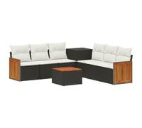 vidaXL Juego de Sofá 8 uds. Negro y Blanco Crema