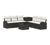 vidaXL Juego de Sofá 8 uds. Negro y Blanco Crema