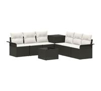 vidaXL Juego de Sofá 8 uds. Negro y Blanco Crema
