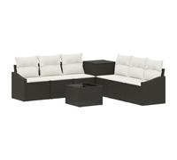 vidaXL Juego de Sofá 8 uds. Negro y Blanco Crema