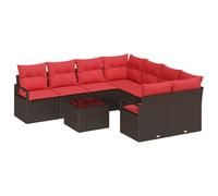 vidaXL Juego de Sofá 9 uds. 8-Número de plazas Beige y Rojo