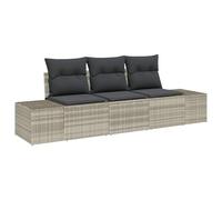 vidaXL Juego de Sofá con cojín 3 pcs Gris Claro ratán sintético, Colección de Muebles de Jardín y Terraza, Sofá Modular, Diseño Ligero, Asientos Resistentes al Sol