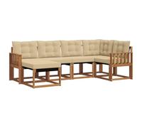 vidaXL Juego de Sofá con cojín 6 pcs Natural y Beige, Juego de Sofás Moderno para Jardín, Sofá Exterior Cómodo, Muebles Resistentes a Climas, Ideal para Patio