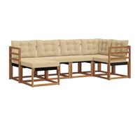 vidaXL Juego de Sofá con cojín 6 pcs Natural y Beige, Juego de Sofás Moderno para Jardín, Sofá Exterior Cómodo, Muebles Resistentes a Climas, Ideal para Patio