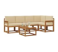 vidaXL Juego de Sofá con cojín 6 pcs Natural y Beige, Sofá de jardín, Muebles seccionales Modernos para Exteriores, Asientos duraderos para terrazas, Conjunto de Lounge cómodo para el Patio
