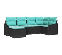 vidaXL Juego de Sofá con cojín 6 pcs Negro ratán sintético, Juego de Muebles de Jardín, Sofá Moderno, Mesa Ajustable, Resistente al Sol, Ligero y Flexible