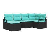 vidaXL Juego de Sofá con cojín 6 pcs Negro ratán sintético, Muebles de jardín y terraza, sofá Modular Rectangular, Elegante, Resistente al Sol para Exteriores
