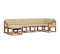 vidaXL Juego de Sofá con cojín 7 pcs Natural y Beige, Set de Sofás Moderno para Exteriores, Asientos Cómodos Junto a la Piscina, Muebles Resistentes al Clima, Patio