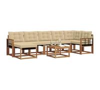 vidaXL Juego de Sofá con cojín 8 pcs Natural y Beige, Conjunto de Jardín, Sofá Cómodo para Exterior, Muebles Modernos, Resistente al Clima, Brazo Práctico