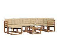 vidaXL Juego de Sofá con cojín 8 pcs Natural y Beige, Conjunto de Jardín, Sofá Cómodo para Exterior, Muebles Modernos, Resistente al Clima, Brazo Práctico
