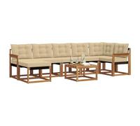 vidaXL Juego de Sofá con cojín 8 pcs Natural y Beige, Conjunto de Jardín, Sofá Cómodo para Exterior, Muebles Modernos, Resistente al Clima, Brazo Práctico