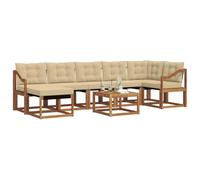vidaXL Juego de Sofá con cojín 8 pcs Natural y Beige, Conjunto de Jardín, Sofá Cómodo para Exterior, Muebles Modernos, Resistente al Clima, Brazo Práctico
