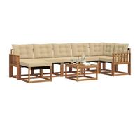 vidaXL Juego de Sofá con cojín 8 pcs Natural y Beige, Conjunto de Jardín, Sofá Cómodo para Exterior, Muebles Modernos, Resistente al Clima, Brazo Práctico