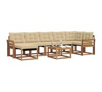 vidaXL Juego de Sofá con cojín 8 pcs Natural y Beige, Conjunto de Jardín, Sofá Cómodo para Exterior, Muebles Modernos, Resistente al Clima, Brazo Práctico
