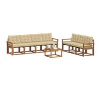 vidaXL Juego de Sofá con cojín 8 pcs Natural y Beige, Sofá Moderno para Exteriores, Muebles de jardín Resistentes, Juego de sección para terraza y Vida cómoda