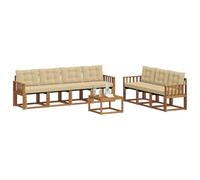 vidaXL Juego de Sofá con cojín 8 pcs Natural y Beige, Sofá Moderno para Exteriores, Muebles de jardín Resistentes, Juego de sección para terraza y Vida cómoda