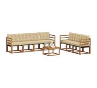 vidaXL Juego de Sofá con cojín 8 pcs Natural y Beige, Sofá Moderno para Exteriores, Muebles de jardín Resistentes, Juego de sección para terraza y Vida cómoda