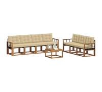 vidaXL Juego de Sofá con cojín 8 pcs Natural y Beige, Sofá Moderno para Exteriores, Muebles de jardín Resistentes, Juego de sección para terraza y Vida cómoda