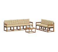 vidaXL Juego de Sofá con cojín 8 pcs Natural y Beige, Sofá Moderno para Exteriores, Muebles de jardín Resistentes, Juego de sección para terraza y Vida cómoda