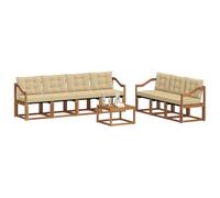 vidaXL Juego de Sofá con cojín 8 pcs Natural y Beige, Sofá Moderno para Exteriores, Muebles de jardín Resistentes, Juego de sección para terraza y Vida cómoda