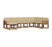 vidaXL Juego de Sofá con cojín 8 pcs Natural y Beige, Sofá seccional Moderno para jardín, Set Resistente para Exterior, Mueble cómodo para tu terraza