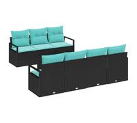 vidaXL Juego de Sofá con cojín 8 pcs Negro y Turquesa ratán sintético, Sofá de jardín Elegante, colección Moderna para Exteriores, Muebles de ratán Resistentes y cómodos