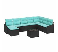 vidaXL Juego de Sofá con cojín 9 pcs Negro ratán sintético, Juego Modular de Jardín, Sofá Ligero y Resistente al Clima, Mesa Ajustable, Asiento de Montaje Sencillo