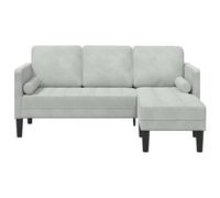 vidaXL Sofá de 3 plazas con chaiselongue L Gris Claro de 160 cm en Terciopelo