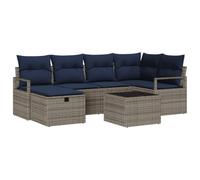 vidaXL Juego de Sofá con cojín Manual Gris y Marino ratán sintético, Sofá Modular, Mueble liviano para Exterior, Materiales UV, cómodo Lounge para terraza y Patio
