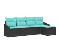 vidaXL Juego de Sofá con cojín Negro ratán sintético, Muebles Modernos para jardín y terraza, sofá Modular Resistente, con Espacio de Almacenamiento y Relax