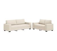 vidaXL Juego de Sofá Contemporáneo de 2 y 3 Plazas Tela Crema Patas de Madera Negra Diseño Ergonómico Fundas Removibles Resistente a Las Manchas para Asientos en Sala de Estar de Dos y Tres Sofás