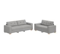 vidaXL Juego de Sofá de 2 Piezas con Cojines en Tela Gris Claro Comodidad Elegante Diseño Contemporáneo para Sala de Estar Acomoda hasta 4 Adultos Mantenimiento Fácil Fundas Desmontables Muebles CAS