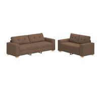 vidaXL Juego de Sofá de 2 Piezas con Cojines Tela Marrón Asientos Cómodos Diseño Contemporáneo para Sala de Estar Acomoda 5 Adultos Fácil Mantenimiento Fundas Desmontables Interior Moderno con Boton
