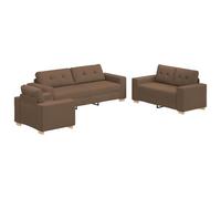 vidaXL Juego de Sofá de 3 Piezas con Cojines Moderno Marrón de Tela para Sala de Estar Sofá Ergonómico para 6 Personas con Marco de Madera Robusto Ideal para Uso Interior Gran Comodidad Asiento Durad