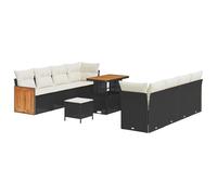 vidaXL Juego de Sofá de 4 Piezas para Exterior Con Cojines Cream White Negro Poliratán Asientos de Jardín | Diseño Modular Resistente a la Intemperie Pies Ajustables para Superficies Irregulares Reuni