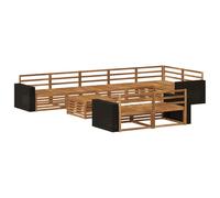 vidaXL Juego de sofá de exterior de 9 piezas, salón de jardín, robusto sofá de exterior, modular para terraza, asiento y confort