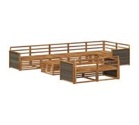 vidaXL Juego de sofá de exterior de 9 piezas, salón de jardín, robusto sofá de exterior, modular para terraza, asiento y confort