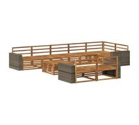 vidaXL Juego de sofá de exterior de 9 piezas, salón de jardín, robusto sofá de exterior, modular para terraza, asiento y confort