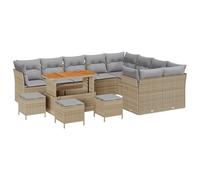 vidaXL Juego de sofá de jardín de 13 Piezas de con Cojines de ratán sintético Beige, Muebles modulares para Fuera, Ideales para balcón, Patio, Relajarse, Asientos, terraza, y sofás y sillas de Mader