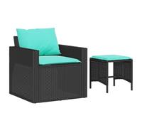 vidaXL Juego de sofá de jardín de 4 piezas, sofá de jardín con cojines marco de acero, grupo de asientos para jardín, terraza, muebles de jardín, moderno, polirratán negro